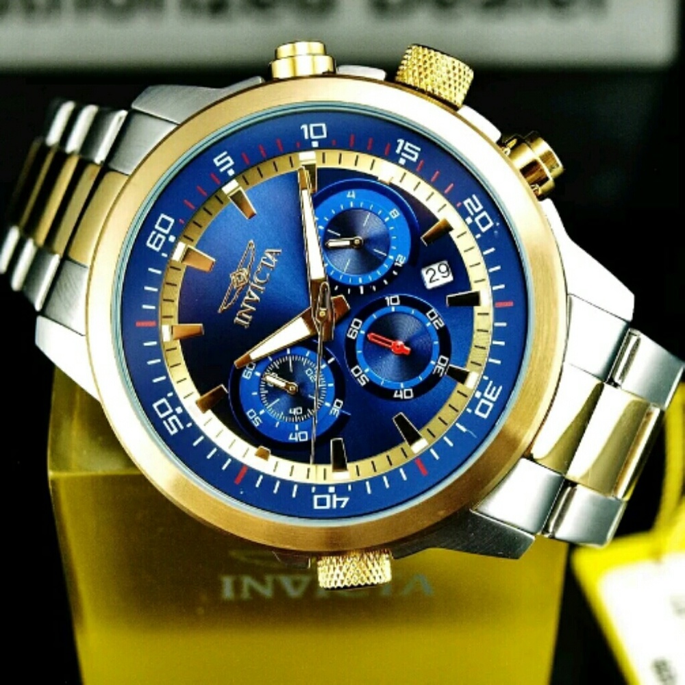 New Invicta Chronograph 18k gold two tone watch